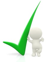 3D person getting it right with a green check mark - isolated over a white background-3