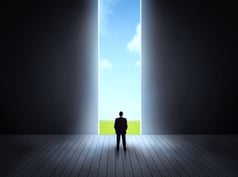 Concept of career and freedom of nature with a bright open gate