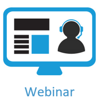 Webinar with blue text