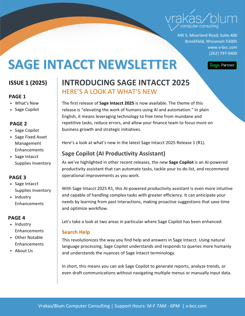 Sage Intacct Newsletter