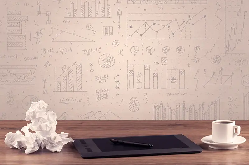 Close up of white business office