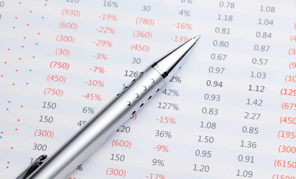 Data spreadsheet and pen