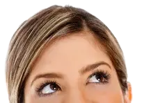 Close up of female eyes looking up